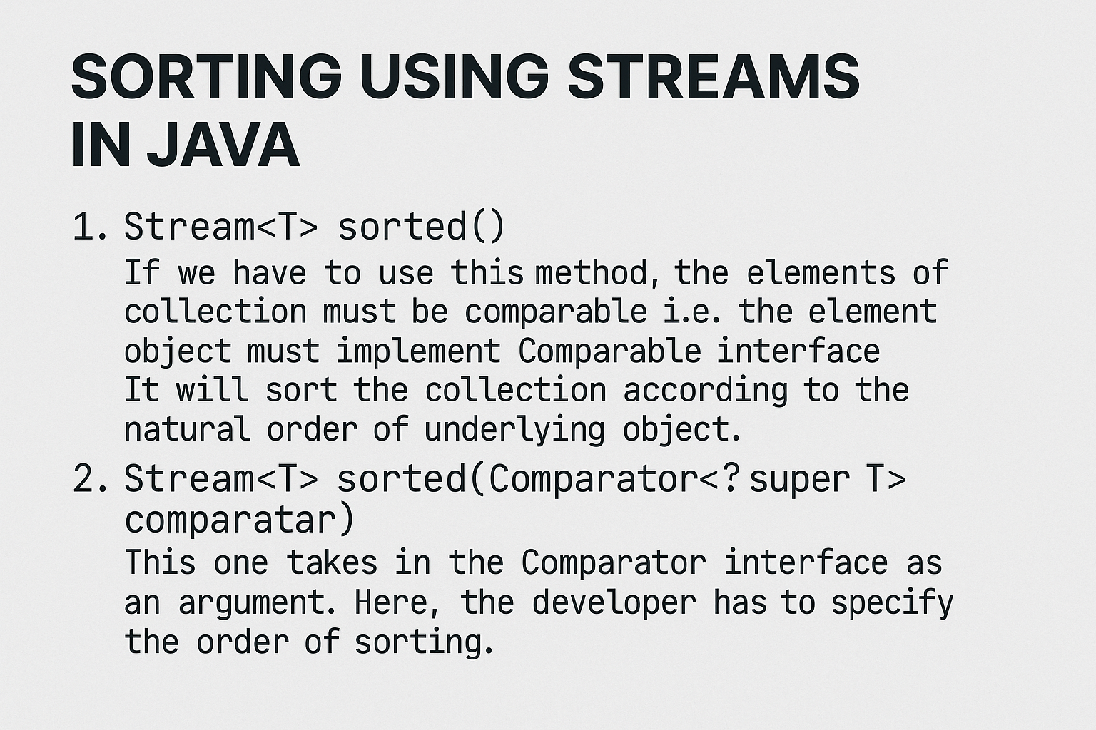 Sorting Using Streams